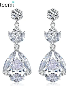 LUOTEEMI Luxury Cubic Zirconia Chanderlier Earring Waterdrop Dangle Drop Pendant Fashion Jewelry for Bridal Girls Chic Accessory - Aliexpress - FashionsVida