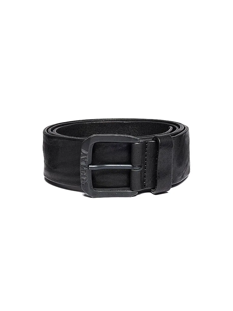 Cinturón de cuero negro 95 - Replay - FashionsVida