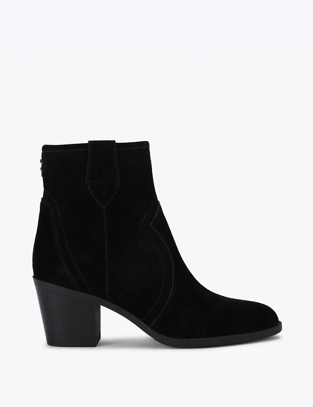 Suede Block Heel Ankle Boots Black female - Carvela - FashionsVida
