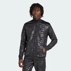 Mens Monogram All Over Print Regular Track Top - Black - Size X-Large