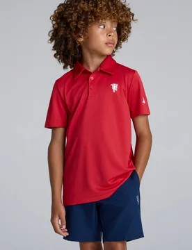 Manchester United x Kids Golf Polo Shirt Red 15-16Y - Adidas - FashionsVida