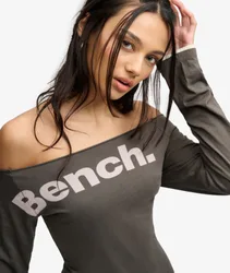 Superdry Damen Bench Langarm-layertop in Schmaler Passform Dark Grey - Größe: Xxs