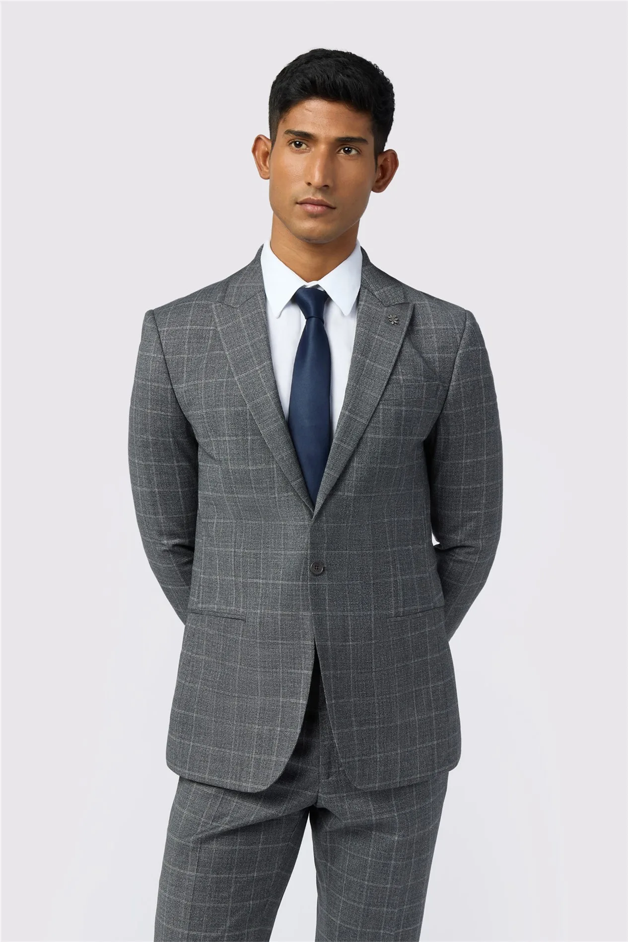 Mens Single Breasted One Button Slim Fit Suit Jacket - Dark Grey Wool - Size 48 (Chest) - Ted baker - FashionsVida