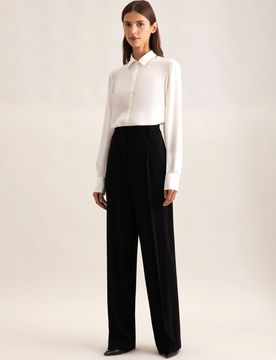 Fließende Hose High Waist Schwarz 34