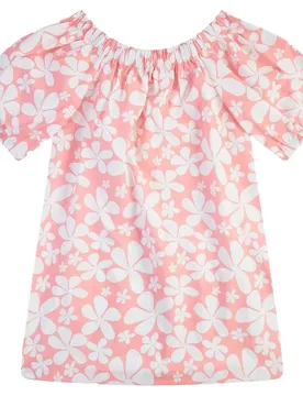 Robe Courte à Manches Courtes Abito Rolling Flower Peach 8 Années Fille