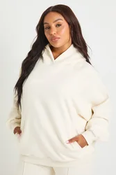 Womens Plus Core Basic Raglan Seam Oversized Hoodie - Ecru - Size 20 Uk