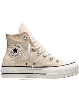 Sneakers compensées en toile - Chuck Taylor All Star Lift Natural Ivory/Egret/Black - Taille 37.5 - Beige - Converse - FashionsVida