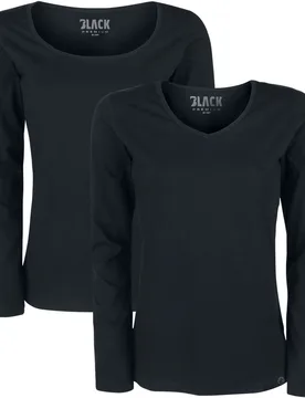 Langarmshirt - Doppelpack Longsleeve - S bis 5XL - für Damen - Größe 4XL - schwarz - Frauen - female - Black Premium by EMP - FashionsVida