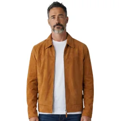 Mens Tan Goat Suede Harrington Biker Jacket - Bursa - Size 4xl