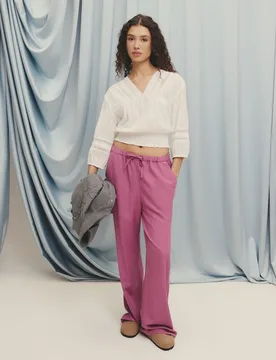 Pantalón ancho de mujer con cordón - Green Coast - FashionsVida