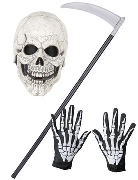 Skelett-Set für Kinder Halloween-Zubehör 3-teilig schwarz-weiss