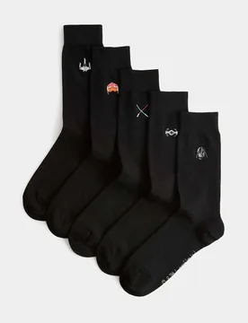Pack Star Wars™ Cotton Rich Socks Black Mix male - M&S - FashionsVida