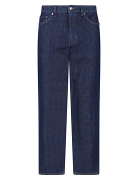 Men's Patch Pocket Jeans with Leather Detail