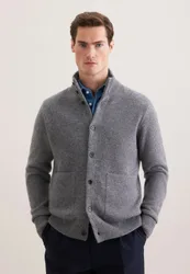 Regular Strick-Jacke Uni Grau M