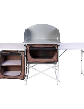 Mobile Outdoor-Küche braun silber