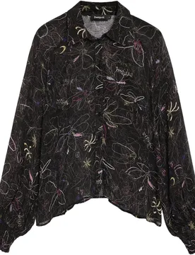 Blusa de mujer floral transparente - Desigual - FashionsVida