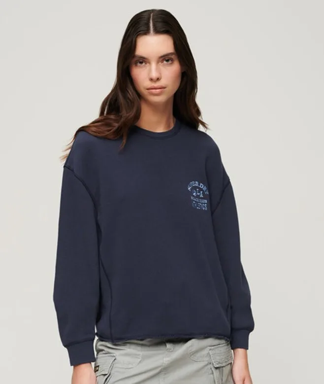 Superdry Damen Athletic Essentials Sweatshirt Marineblau - Größe: 44 - 59.99 - FashionsVida