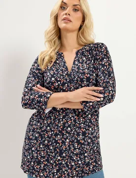 Floral Shirt - Black - Size: 22-24 - Yours - FashionsVida