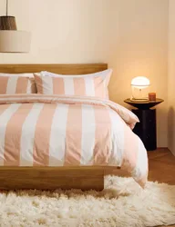 Pure Cotton Striped Bedding Set Pink