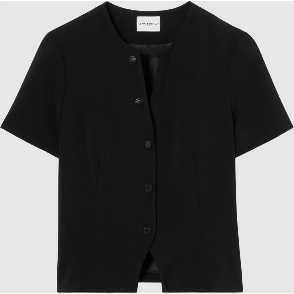 Top de mujer entallado de manga corta cuello v abotonado - CLAUDIE PIERLOT - FashionsVida