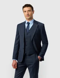 Slim Fit Wool Blend Check Suit Jacket Navy male
