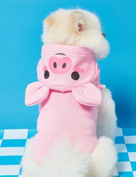 Pieza Sudadera sin mangas para gatos y perros, Disfraz lindo de cerdo rosa de dibujos animados en 3D para mascotas - Shein - FashionsVida