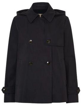 Waterproof Pleated Jacket with Removable Hood for Women
