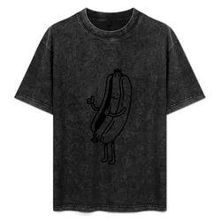 Thumbs Up Hotdog T-Shirt Basic Solid Color Casual Tee Shirt