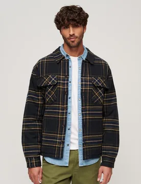 Superdry Herren Marineblau und Grün Surplus Hemdjacke mit Karomuster Kariert, Größe: L - 159.99 - FashionsVida