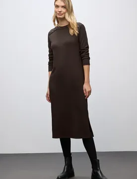 Rippstruktur Kleid female Braun