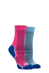 Pair Navy / Purple Trek Socks Unisex 6-8.5 Ladies - - Multi Coloured - Size: Small