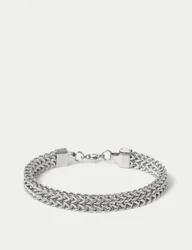 Stainless Steel Silver Tone Chunky Chain Bracelet Silver male