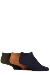Mens 3 Pair IOMI FootNurse Gentle Grip Diabetic Cotton Trainer Socks Ochre / Navy / Khaki 6-11 - Assorted - Size: 6-11 Mens
