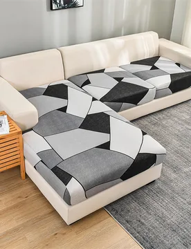 Pieza funda para cojín del asiento del sofá Universal de LICRA y seda de leche con estampado de triángulos geométricos en blanco y negro para las - Shein - FashionsVida