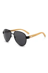Haldon Wood Aviator Unisex Sunglasses - - Size: ONESIZE