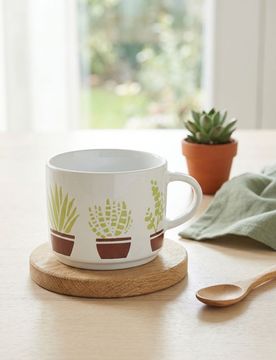 Tazza con motivo di cactus - bianco