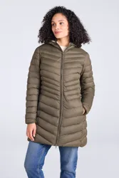 Florence Womens Fur Lined Padded Jacket - Green - Green - Size: 24