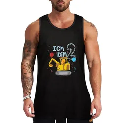 Children's birthday gift I'm 2 - excavator & lion Tank Top Basic Cotton Tank Top Non-Shrink Casual Sleeveless