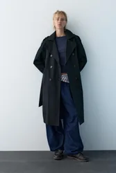 Long Belted Trench Coat (Size: )