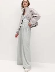 Pleat Front Wide Leg Palazzo Trousers Grey female