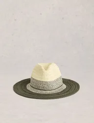 Colour-Block Fedora Hat Green female