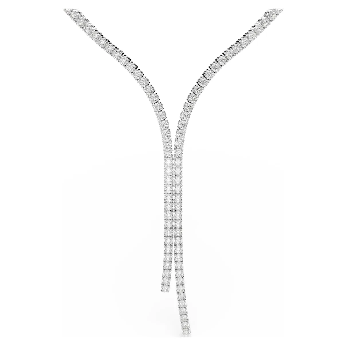 Collana a Y Matrix, Taglio Round, Bianco, Placcato rodio OS - Swarovski - FashionsVida