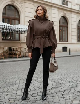 Women's Autumn Trench Coat Vintage Lapel Lace-up Slim Fit Solid Jacket Patchwork Design Casual High Street Office Wear For Daily - Aliexpress - FashionsVida