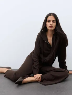 Pure Cashmere Zip Up Hoodie Bitter Chocolate female - Autograph - FashionsVida