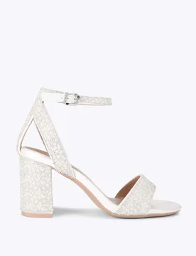 Wide Fit Embellished Block Heel Sandals White female - Carvela - FashionsVida
