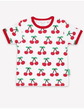 Kids 100% Cotton Cherry Print T-Shirt - Toby Tiger - FashionsVida