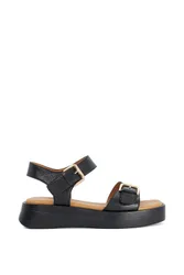 Wide Fit 'Licia' Leather Sandals - Black - Size: 3