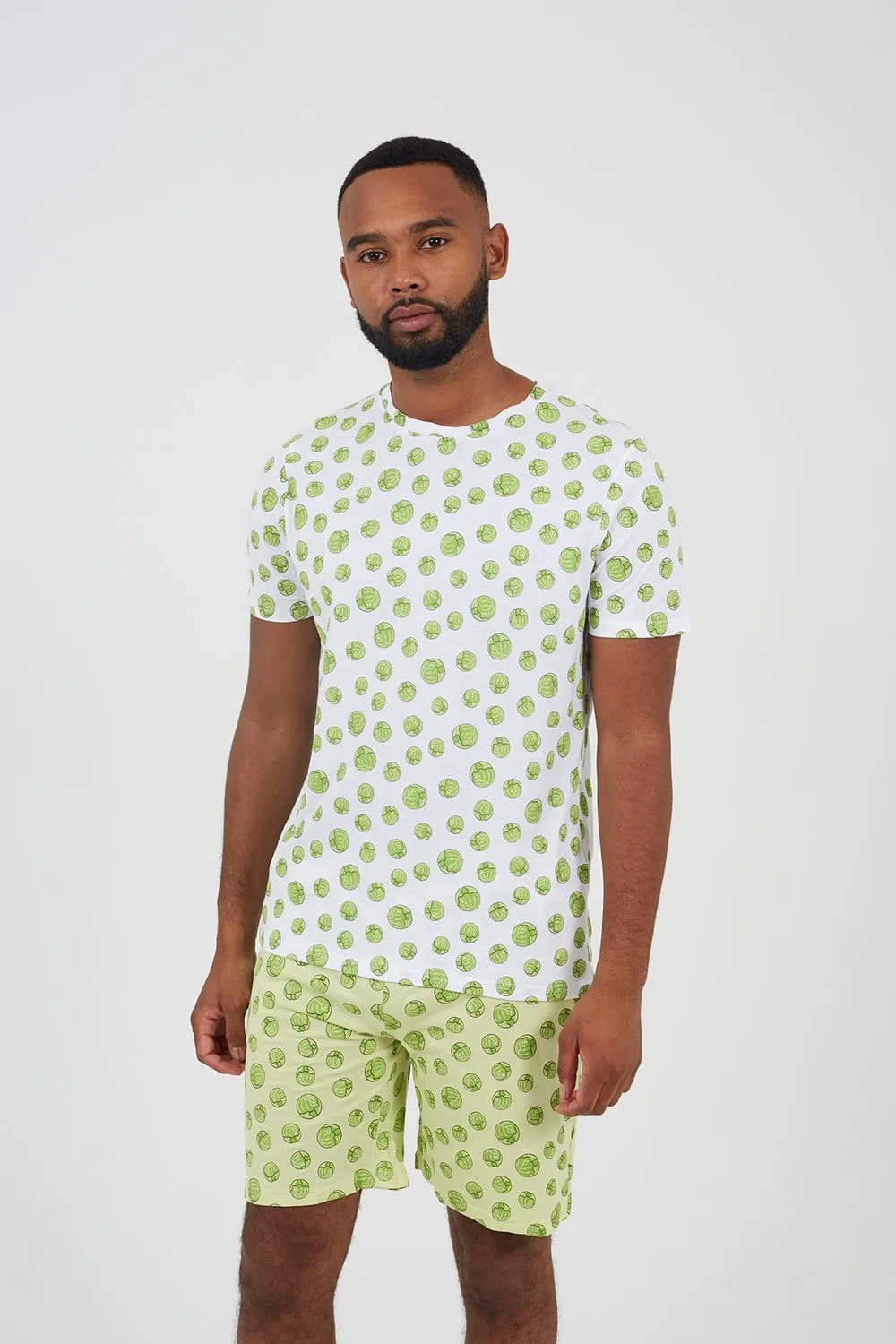 Festive Sprout Print Mens Pyjama Set - Brave soul - FashionsVida