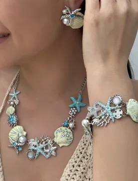 Boho Exaggerated Starfish Shell Coral Simulated Pearl Necklace Bracelet Earrings Set For Women Ocean Sea Star Summer Jewelry Set - Aliexpress - FashionsVida