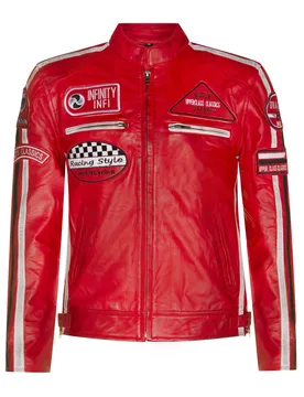 Mens Racing Biker Jacket-Portland - Red - Size 4xl - Infinity Leather - FashionsVida